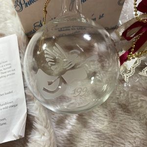 Princess House Handblown Crystal Etched Angel Ornament 1995
